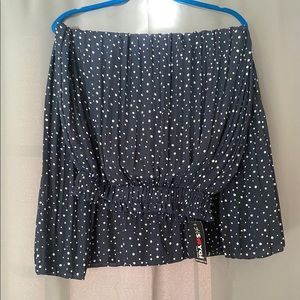 Polka dot, modest, navy, midi skirt